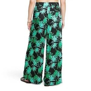 NEW Fe Noel Feathered Palm Print Wide Leg Pants • XXL